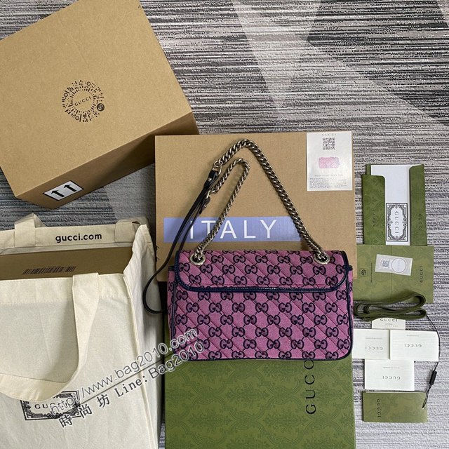 Gucci新款全皮女包 古馳Marmont系列小號鏈條肩背包 Gucci經典款斜挎女包 443497  ydg3266